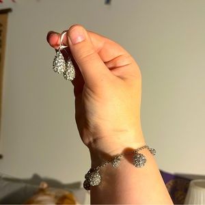 Rhinestone Teardrop Bracelet and Earrings Set